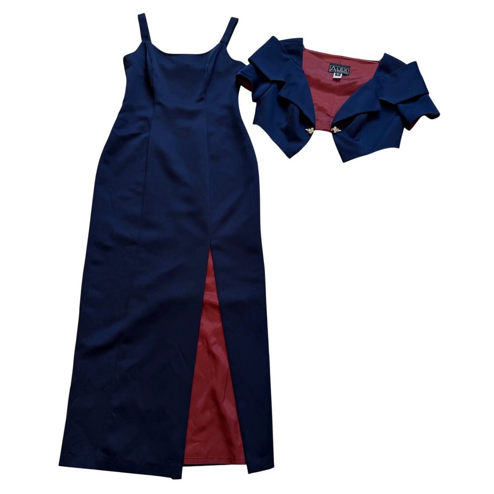 Alex Evening size 8 Navy Formal Dress & Bolero 2 piece set